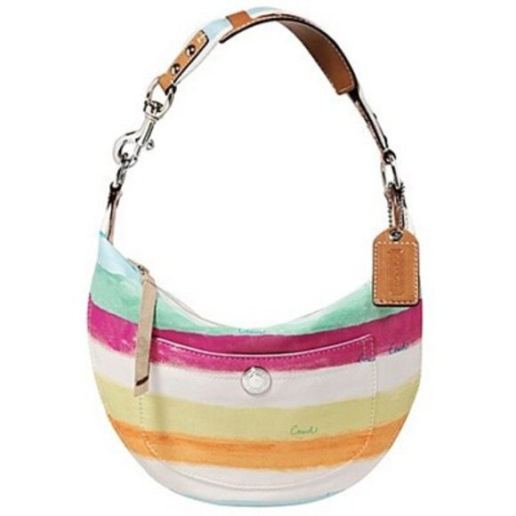Coach Hampton Watercolors Striped Hobo Bag Purse - Picture 1 of 15